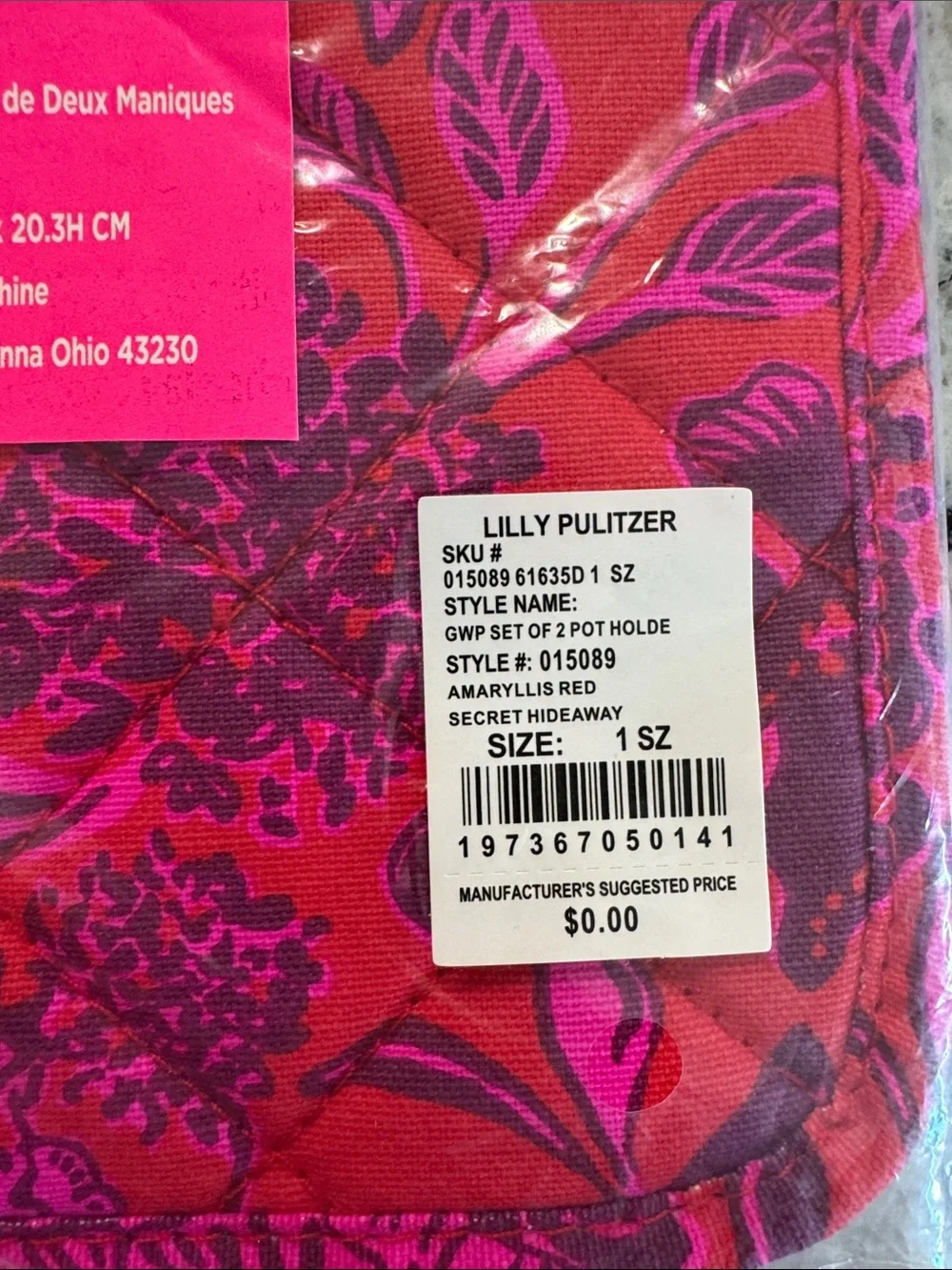Lilly Pulitzer Hot Pad Set - Hot Pink & Red Floral
